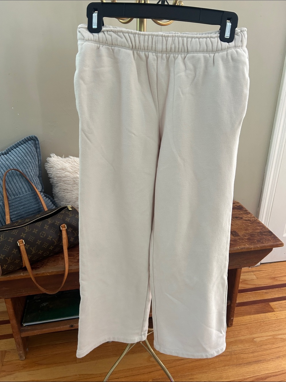 Athleta Cream Wide leg Sweatpants